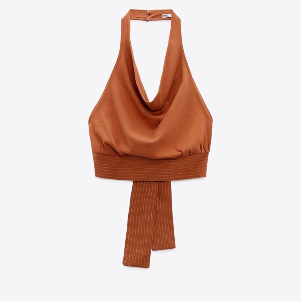 Zara Halter Top - size medium - orange